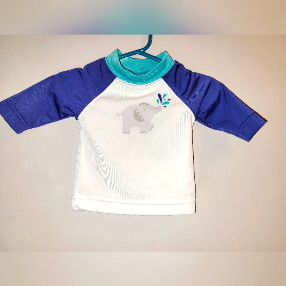 🐘 Vintage Gymboree Elephant Oasis White Rashguard Swim Shirt 0-3 Months 🆕️